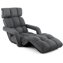 Folding Sofa Bed with 6 Adjustable Positions and 8-Angle Footrest-DarkGrey