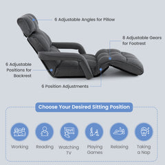 Folding Sofa Bed with 6 Adjustable Positions and 8-Angle Footrest-DarkGrey