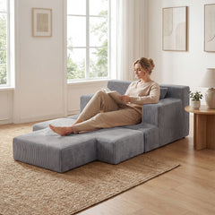 Folding Sofa Bed with Dual Pillows & Machine-Washable Cover for Living Room Bedroom-Grey
