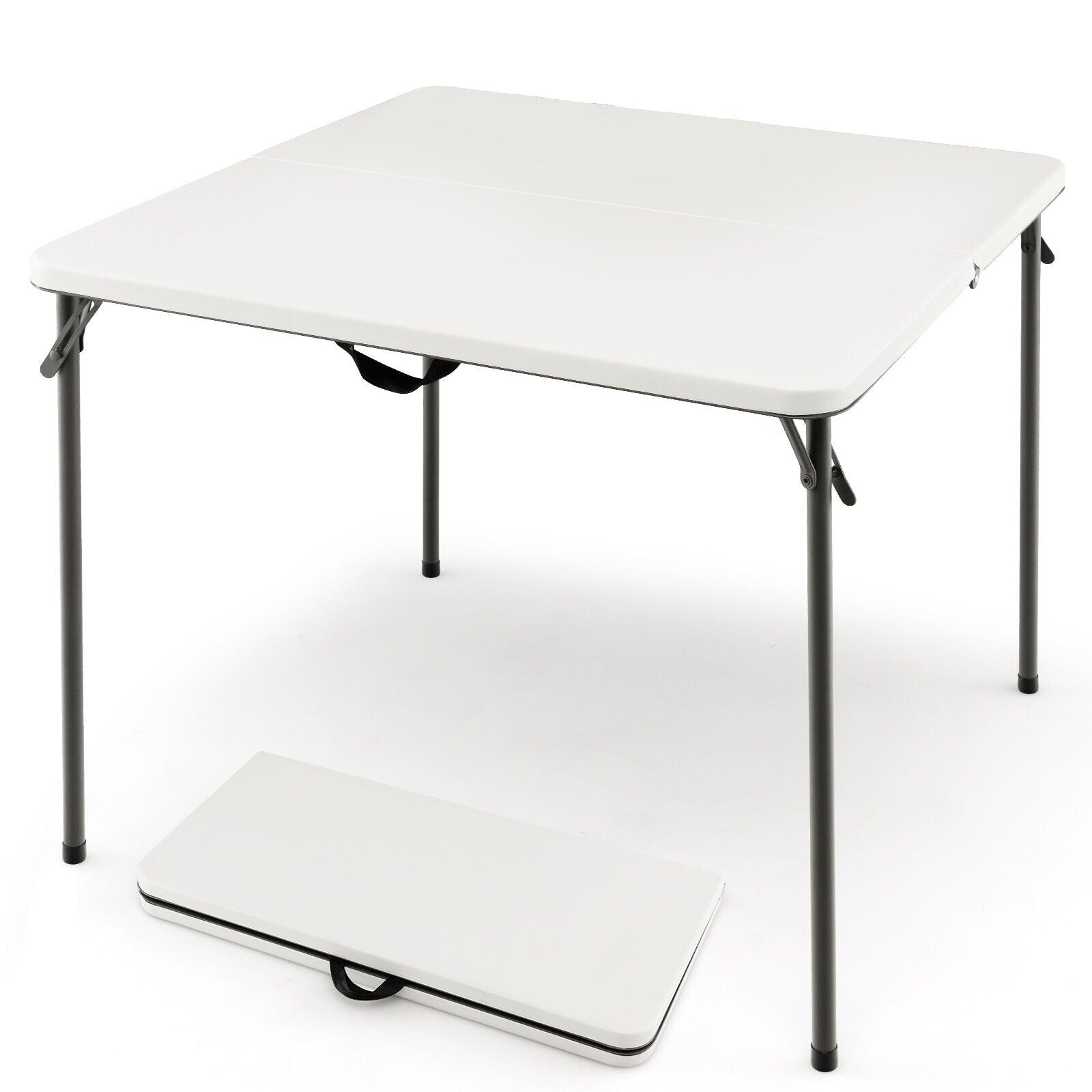 Folding Camping Table with Handle for Indoor Outdoor Use-White