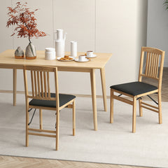 Folding Dining Chairs Set of 2 Upholstered Kitchen Chairs with Padded Seat-Black