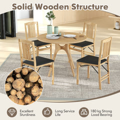 Folding Dining Chairs Set of 2 Upholstered Kitchen Chairs with Padded Seat-Black