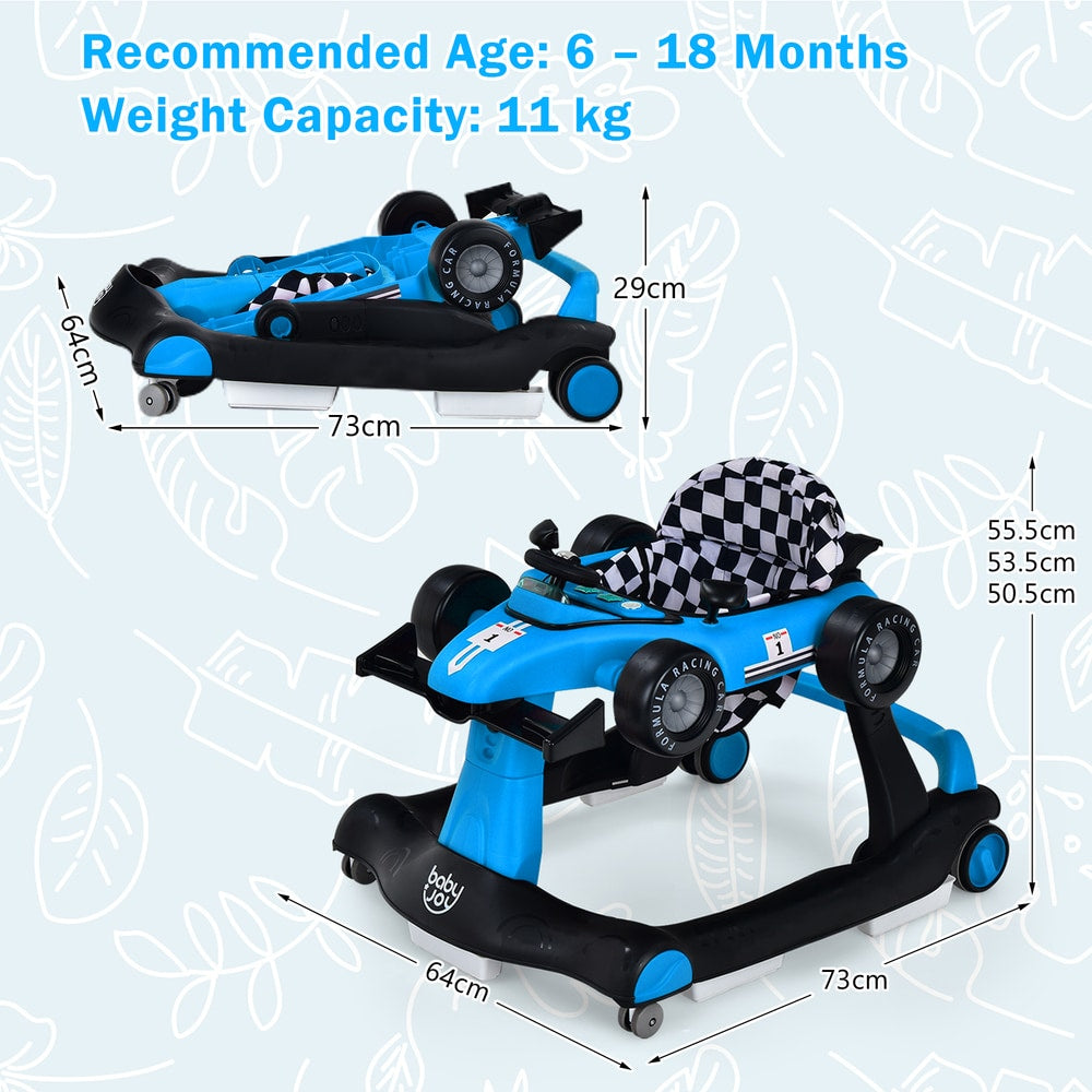 4-in-1 Baby Push Walker with Adjustable Height and Speed in Blue