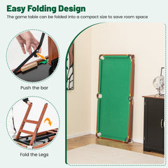 Folding Billiards Table Set with Foldable Legs and Adjustable Foot Levelers