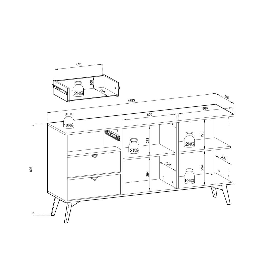 Forest Large Sideboard Cabinet 158cm