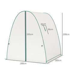Outsunny Hoop House Greenhouse with Sandbags, Walk-In Tunnel Green House with 2 Doors and Screen Windows, 1.8 x 1.8 x 2m, White
