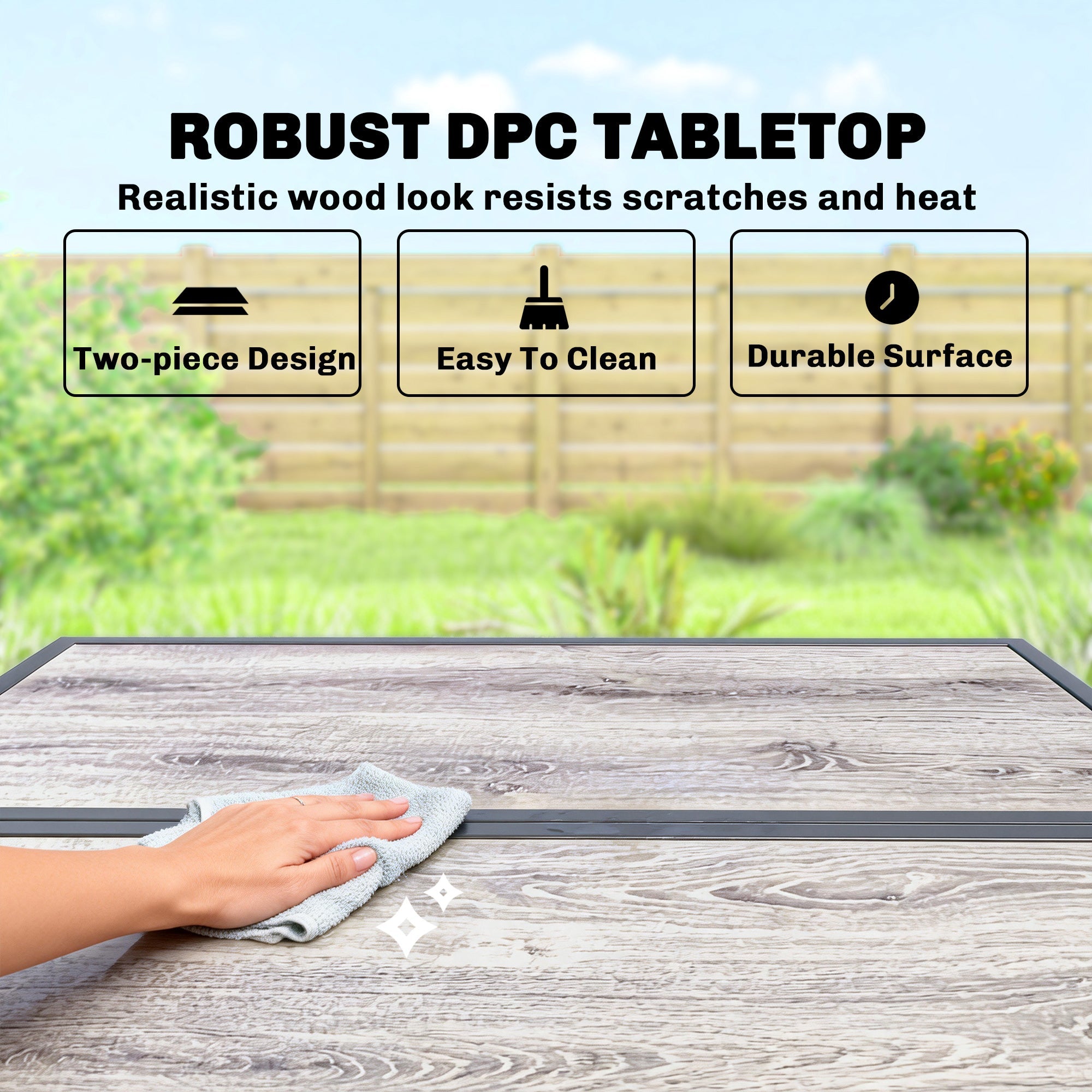 Outsunny 4-Seater Garden Dining Set, Rattan Outdoor Furniture with Space-Saving Chairs and Thick Cushions for Patio Balcony Black