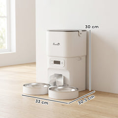 PawHut Automatic Cat Feeder Timed Portion Control Pet Food Dispenser with 2 Stainless Steel Bowls