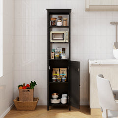 Freestanding Floor Cabinet with 3-Position Middle Panel and Anti-Toppling Mechanism-Black