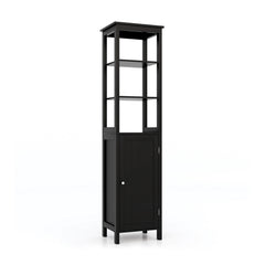 Freestanding Floor Cabinet with 3-Position Middle Panel and Anti-Toppling Mechanism-Black