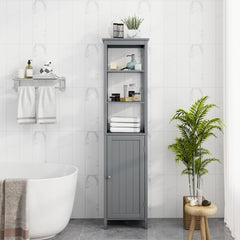Freestanding Floor Cabinet with 3-Position Middle Panel and Anti-Toppling Mechanism-Grey