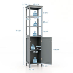 Freestanding Floor Cabinet with 3-Position Middle Panel and Anti-Toppling Mechanism-Grey