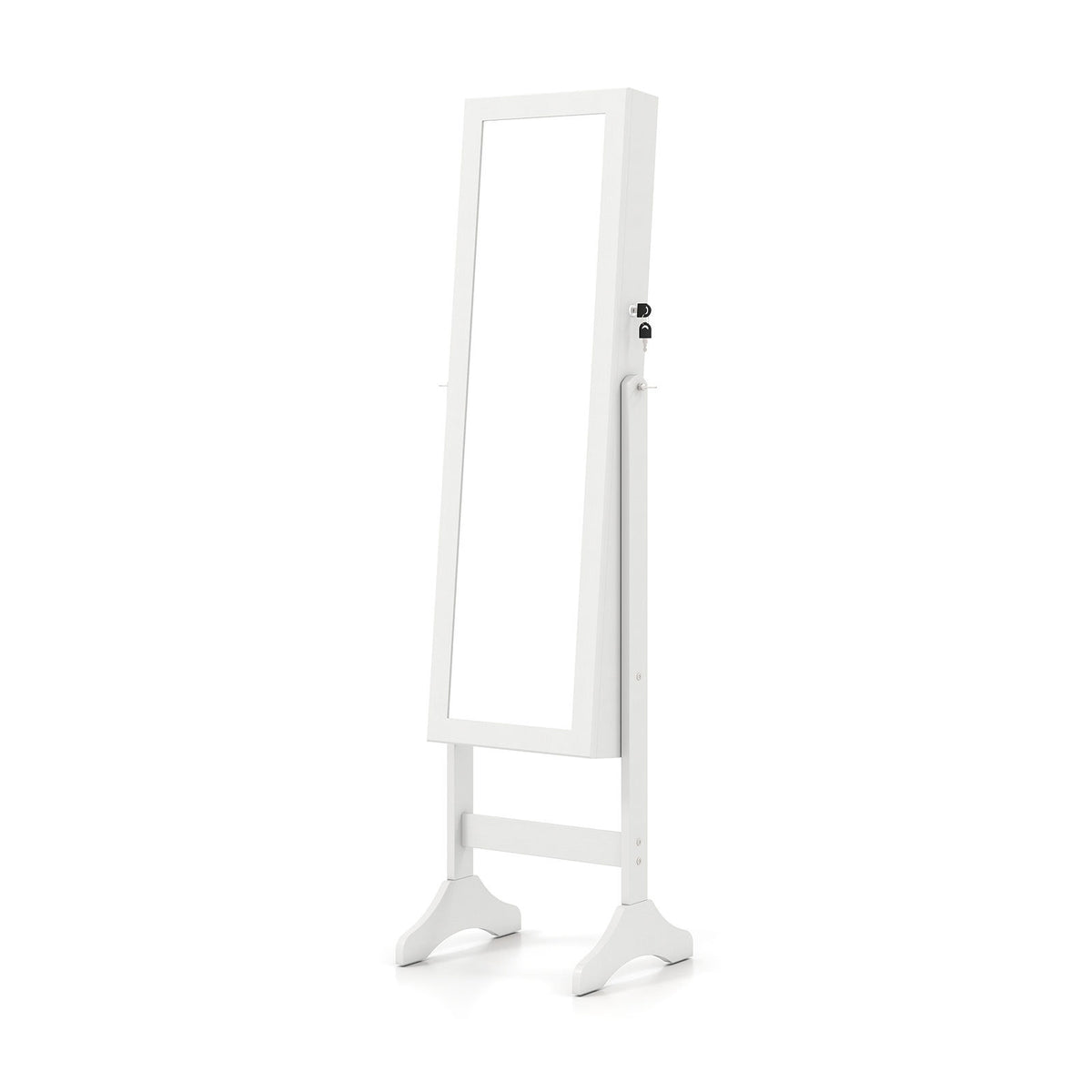 Freestanding Jewelry Armoire Cabinet with Full Length Mirror-White