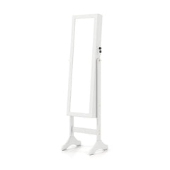 Freestanding Jewelry Armoire Cabinet with Full Length Mirror-White