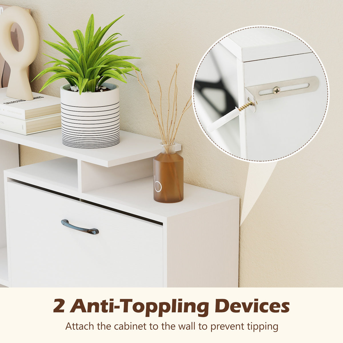 Freestanding Shoe Organizer with 3 Flip Drawers and 8 Adjustable Drawer Shelves-White