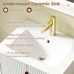 Freestanding Bathroom Vanity Cabinet with Sink and Adjustable Shelf-White