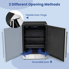 Freestanding Beverage Refrigerator 190 Cans Built-in Cooler-Silver