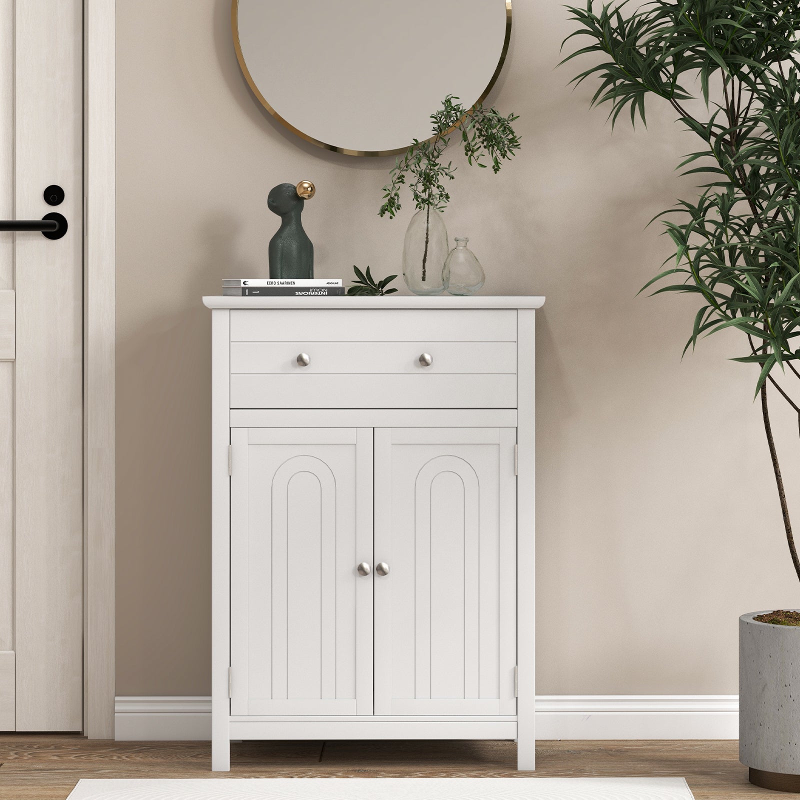 Storage Cabinet with Large Drawer and Adjustable Shelf