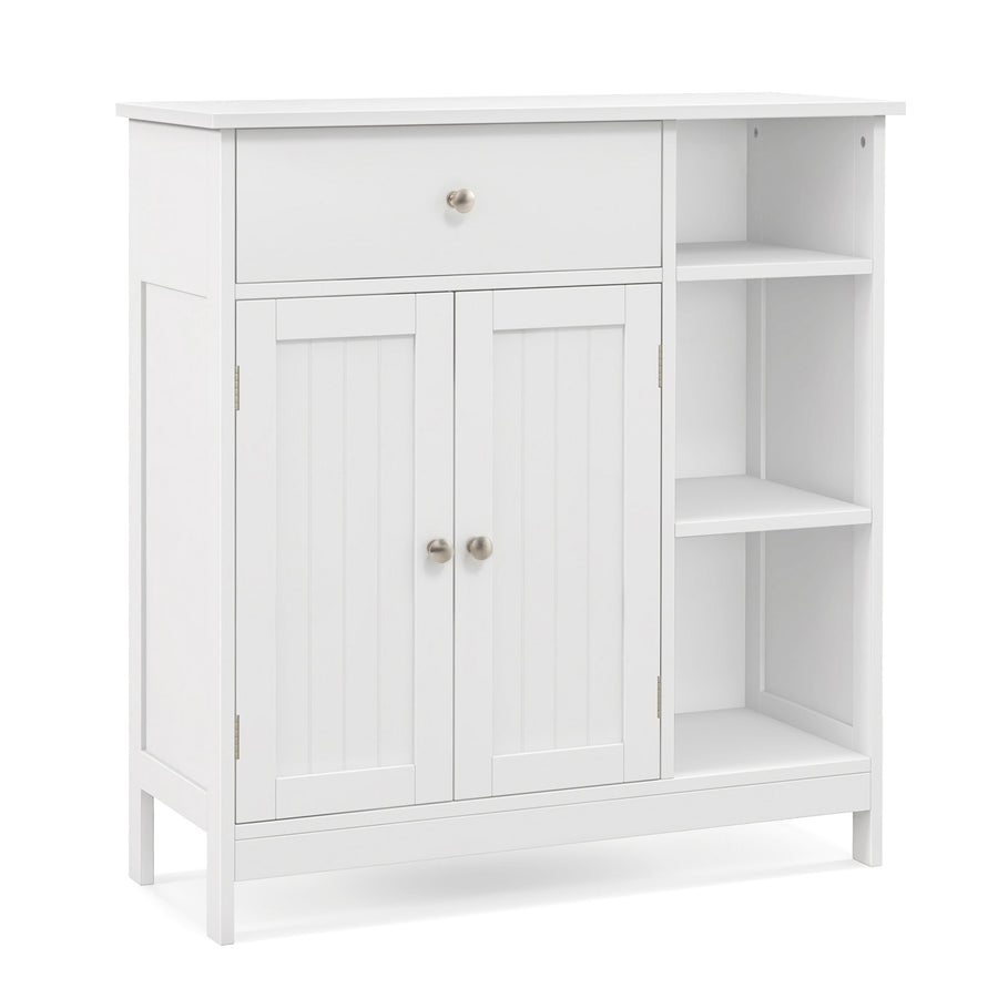 Freestanding Kitchen Bathroom Floor Cabinet Cupboard Storage Organizer-White