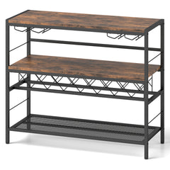 104 CM Wine Rack with 4 Glass Holders-Rustic Brown