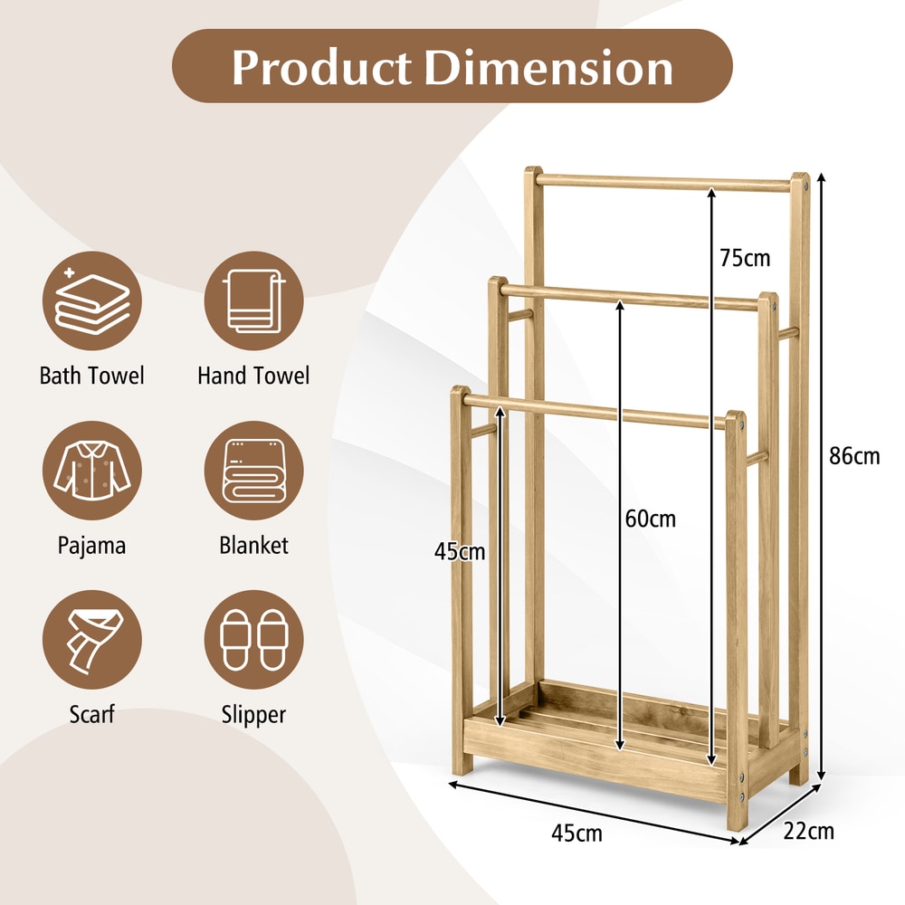 Freestanding Wood Towel Rack in Natural