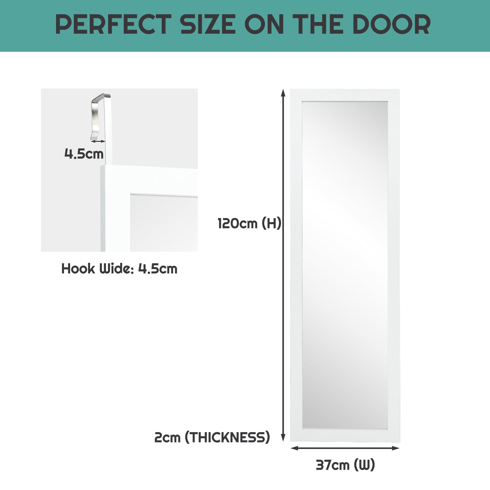 Full Body Mirror Wall Mounted Dressing Mirror for Bedroom-White