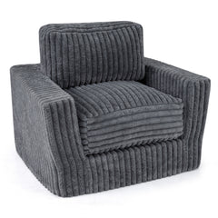 Furry Boneless Couch for Small Spaces with Removable Cover and Pillow-Grey