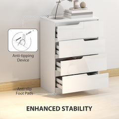 HOMCOM Chest of Drawers and Bedside Table, Modern, High Gloss