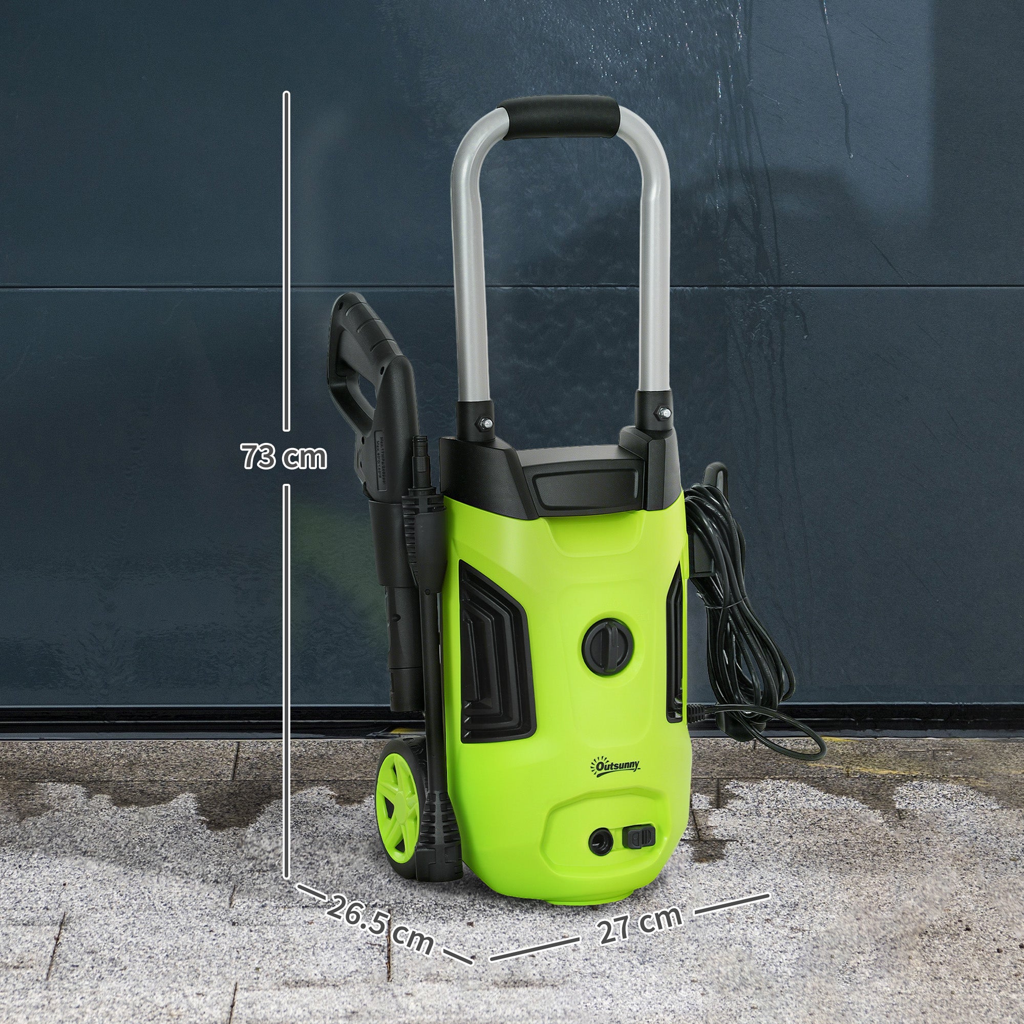 Outsunny 1800W 150-Bar Pressure Washer, with Adjustable Nozzle - Green