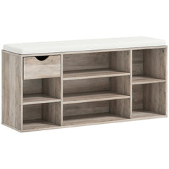HOMCOM Shoe Storage Bench with Cushion - Grey