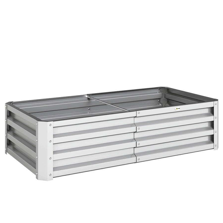 Outsunny Raised Beds for Garden, Galvanized Outdoor Planters, for Herbs and Vegetables, Use for Patio, Backyard, Balcony, Silver