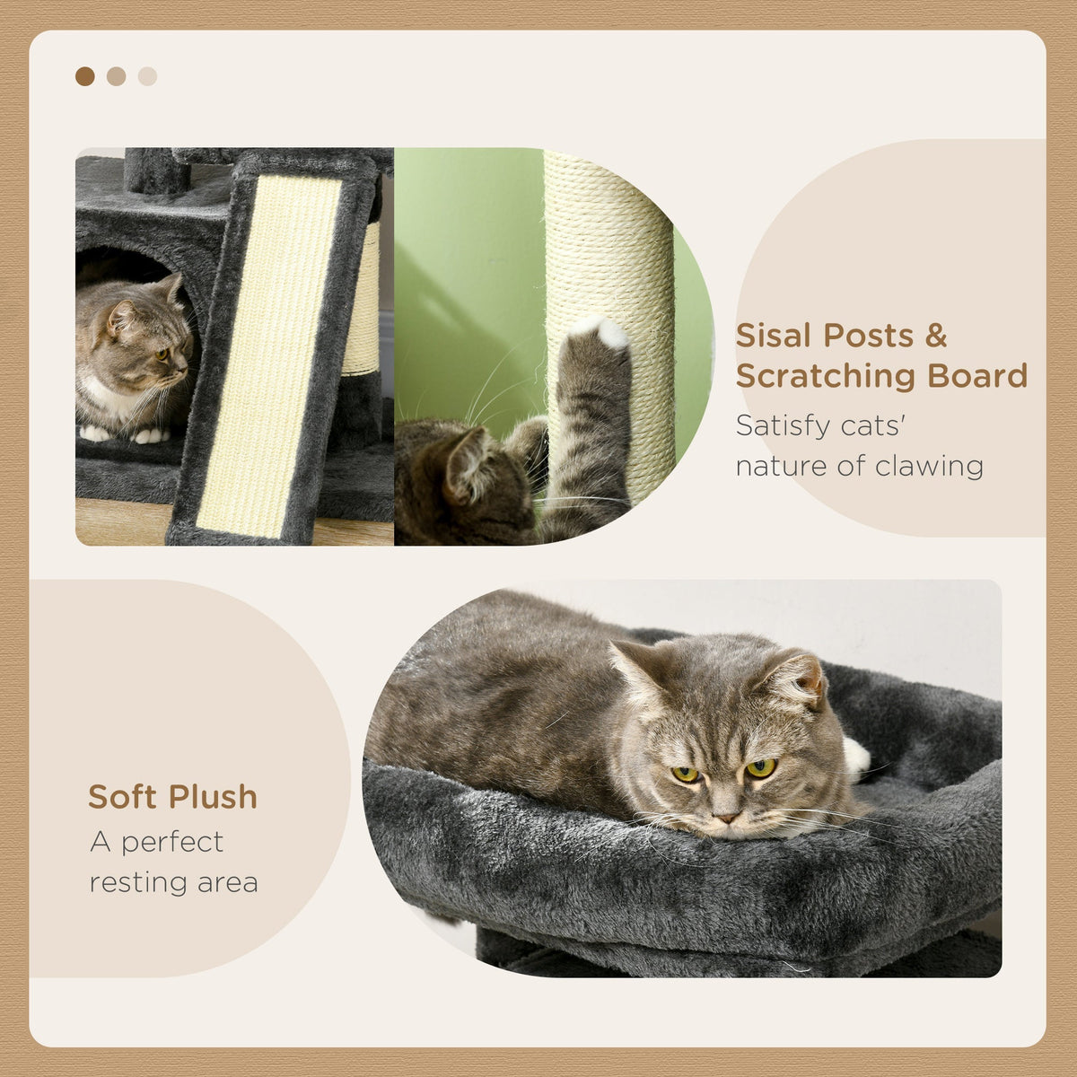 PawHut Cat Tree for Indoor Cats 81cm Cat Scratching Post Scratch Board Kitten Tower Climbing Frame, Black