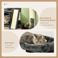 PawHut Cat Tree for Indoor Cats 81cm Cat Scratching Post Scratch Board Kitten Tower Climbing Frame, Black