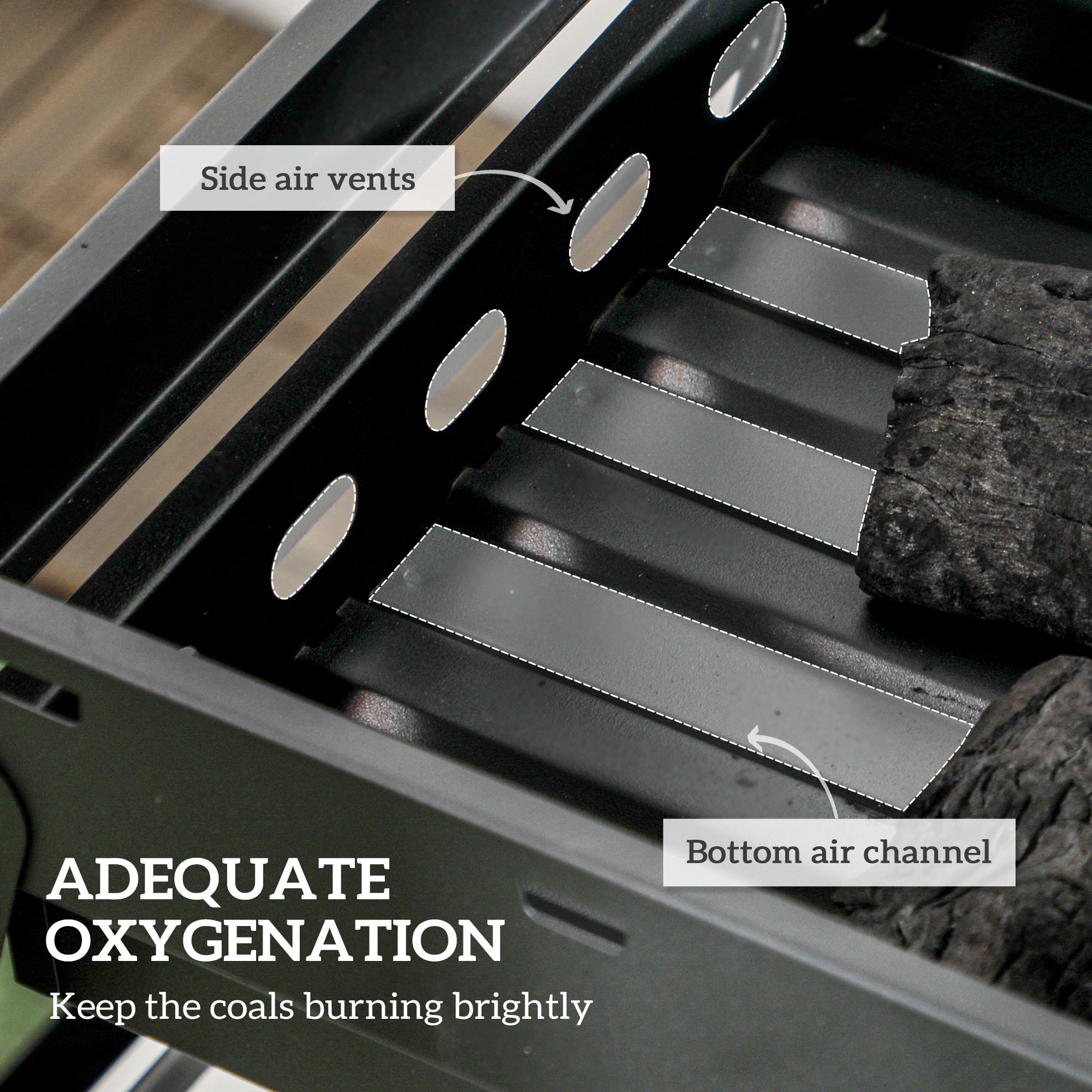 Outsunny Foldable Charcoal Grill - Black