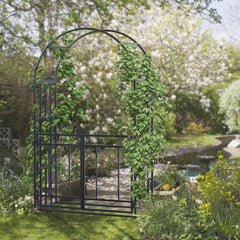 Outsunny Outdoor Garden Arch with Double Gates in Dark Grey
