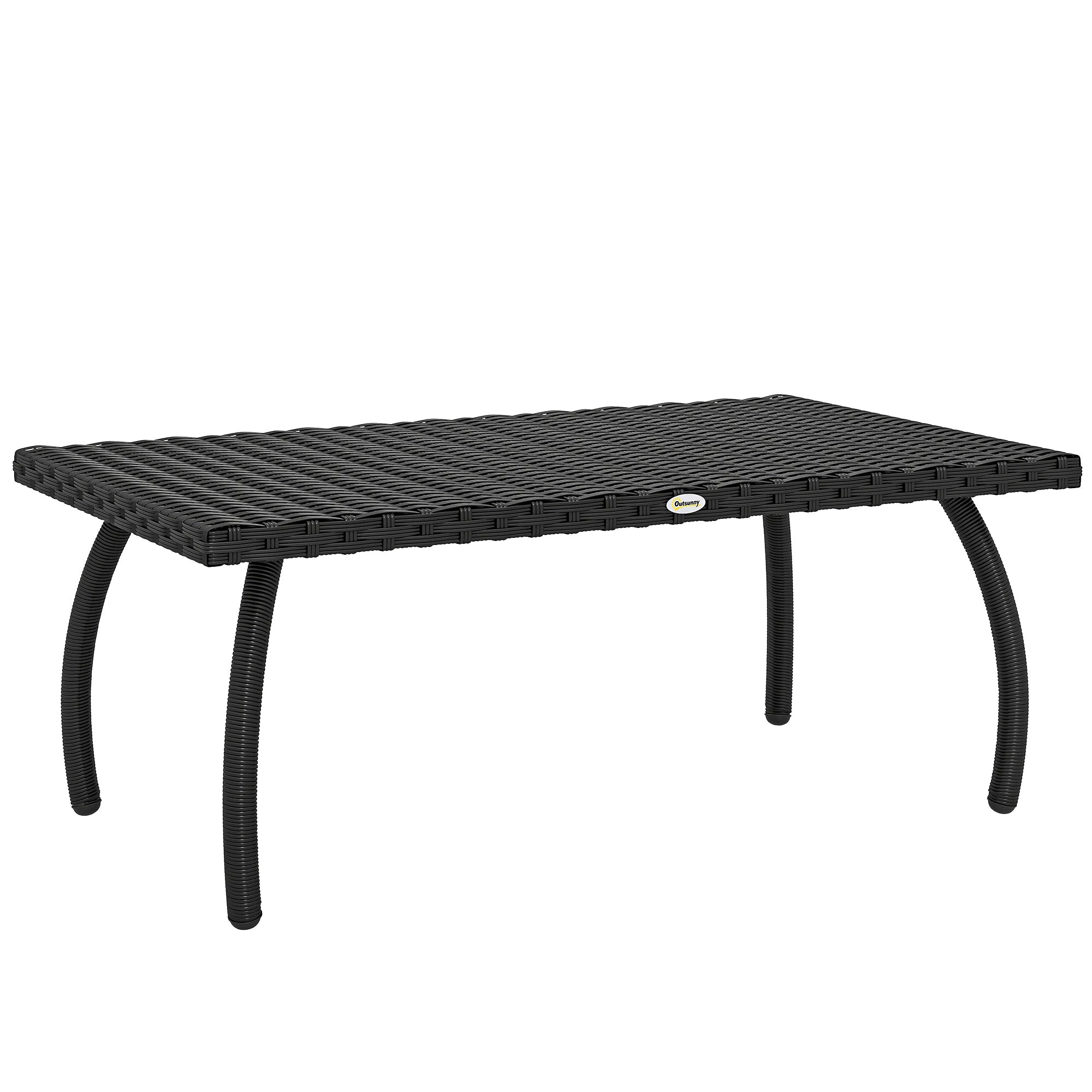 Outsunny PE Wicker Rattan Garden Coffee Table - Black