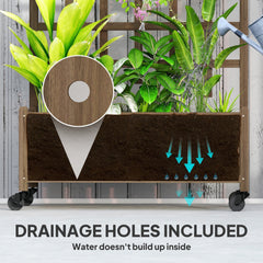 Outsunny Wooden Trellis Planter, Raised Garden Bed with Wheels, to Climb and Grow Vegetables, Herbs and Flowers, Brown