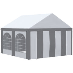 Outsunny 4m x 4m Marquee Gazebo with Sides, Level 6 Wind Protection & Waterproof, Light Grey