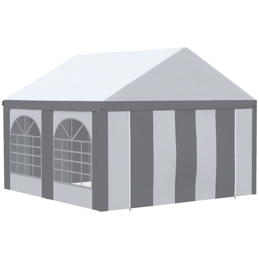 Outsunny 4m x 4m Marquee Gazebo with Sides, Level 6 Wind Protection & Waterproof, Light Grey
