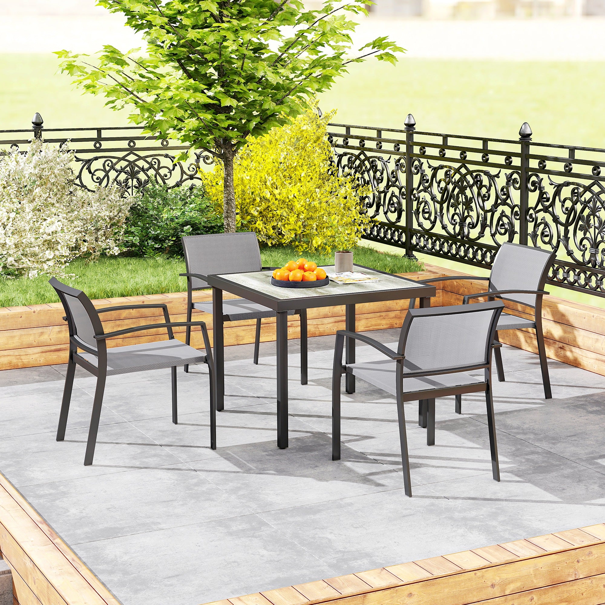 Outsunny Five-Piece Outdoor Garden Dining Set - Grey