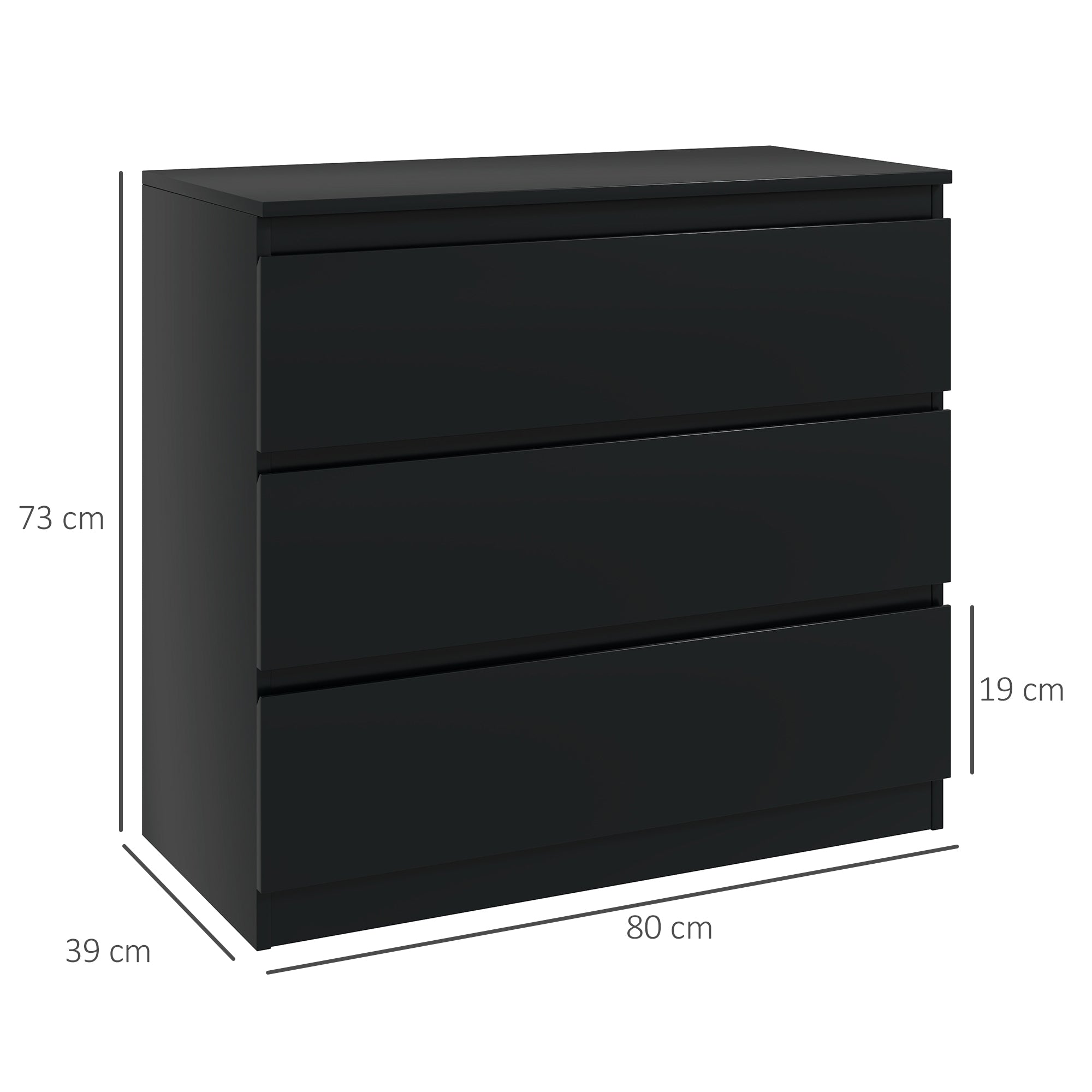 HOMCOM Chest of Three Drawers - Black