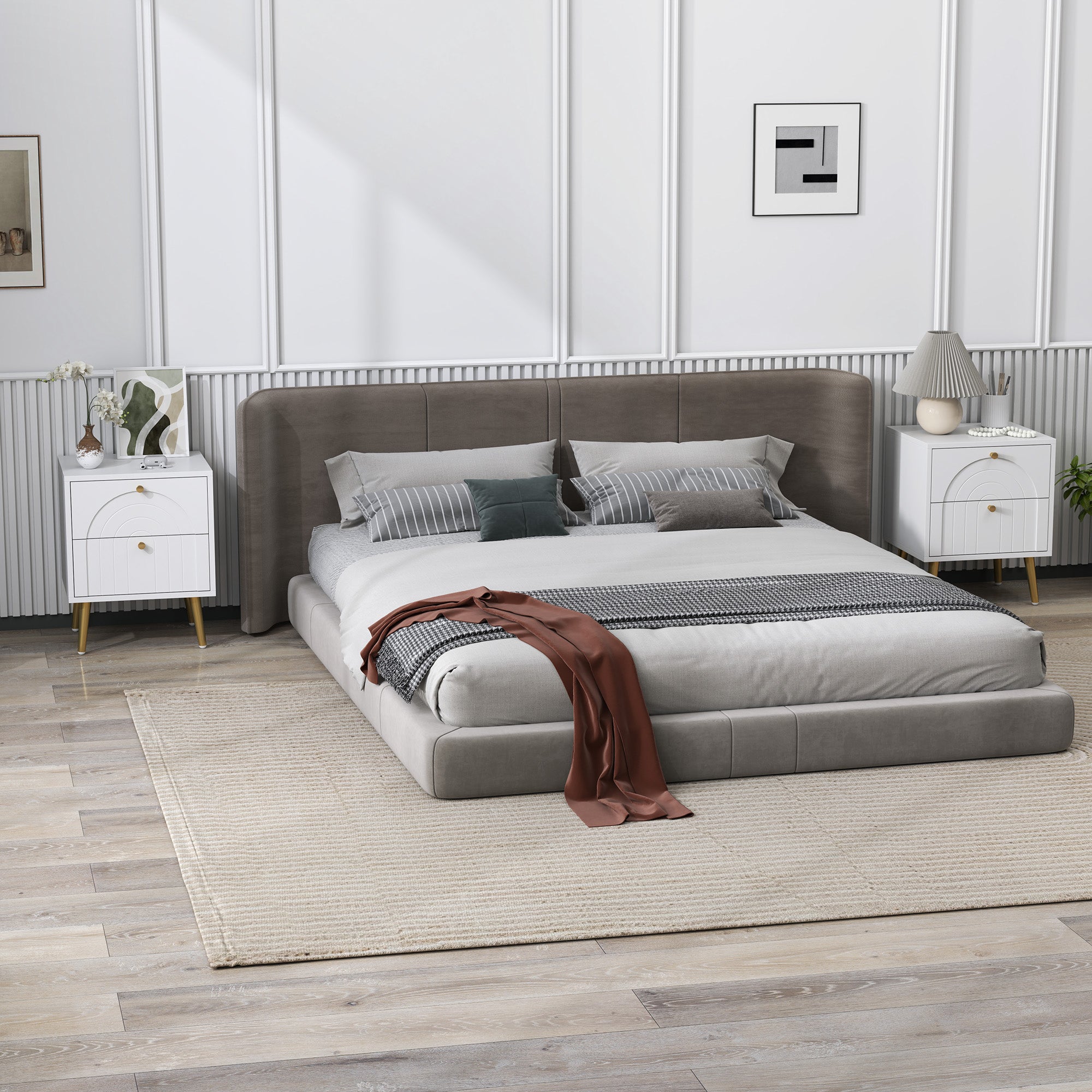 HOMCOM 2-Drawer Bedside Table Set of 2 - White