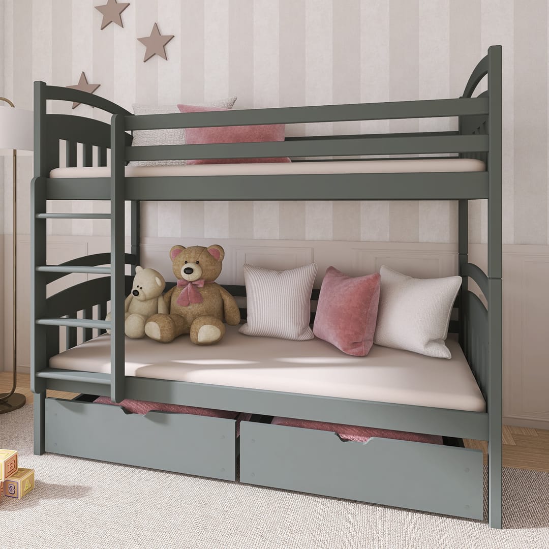 Wooden Bunk Bed Gabi with Storage