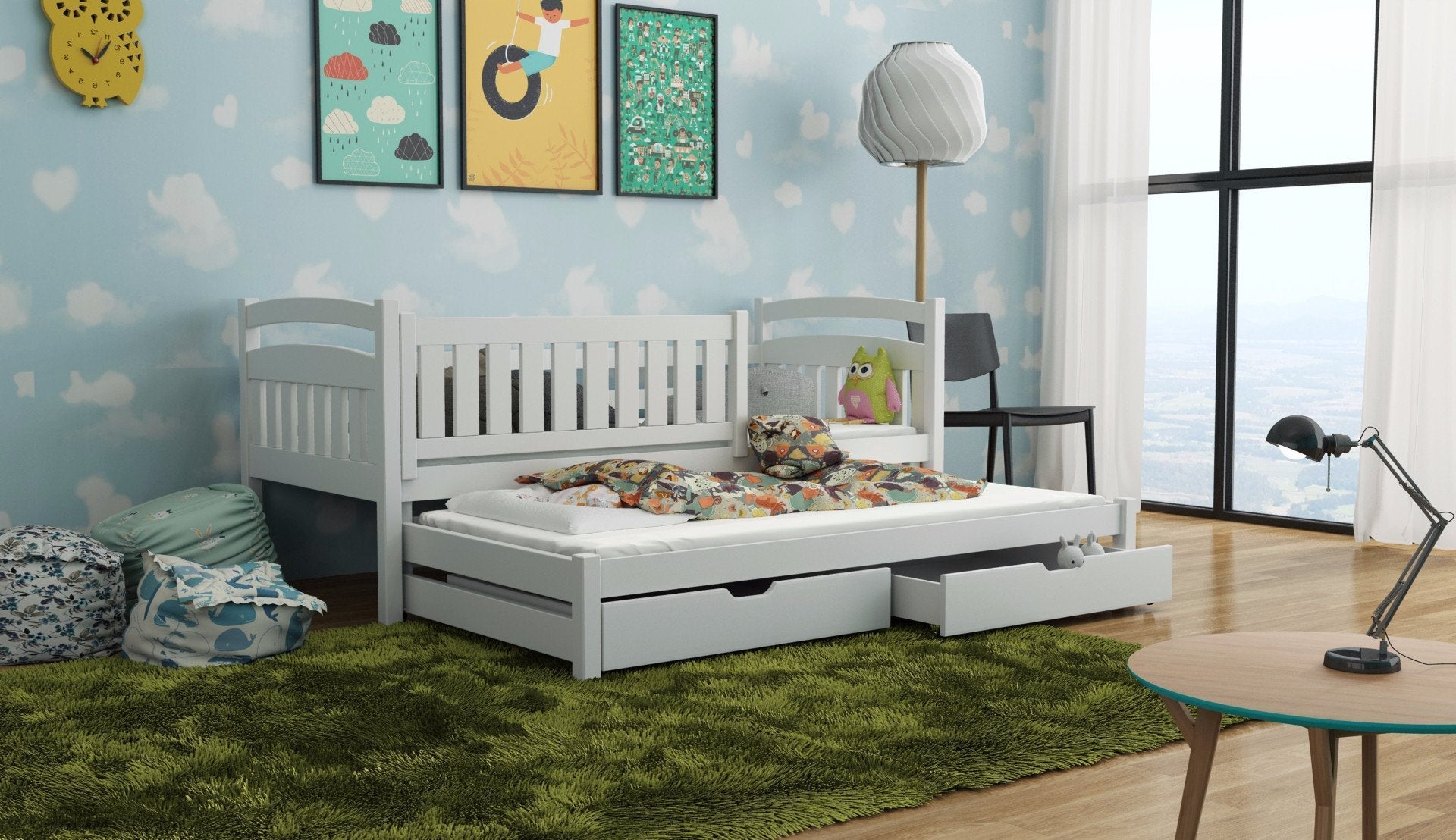Wooden Bed Galaxy with Trundle and Storage