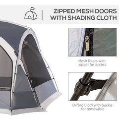Outsunny Dome Tent for 6-8 Person, Camping Tent with 4 Zipped Mesh Doors, Removable Oxford Cloth, Lamp Hook, Portable Carry Bag, White and Grey