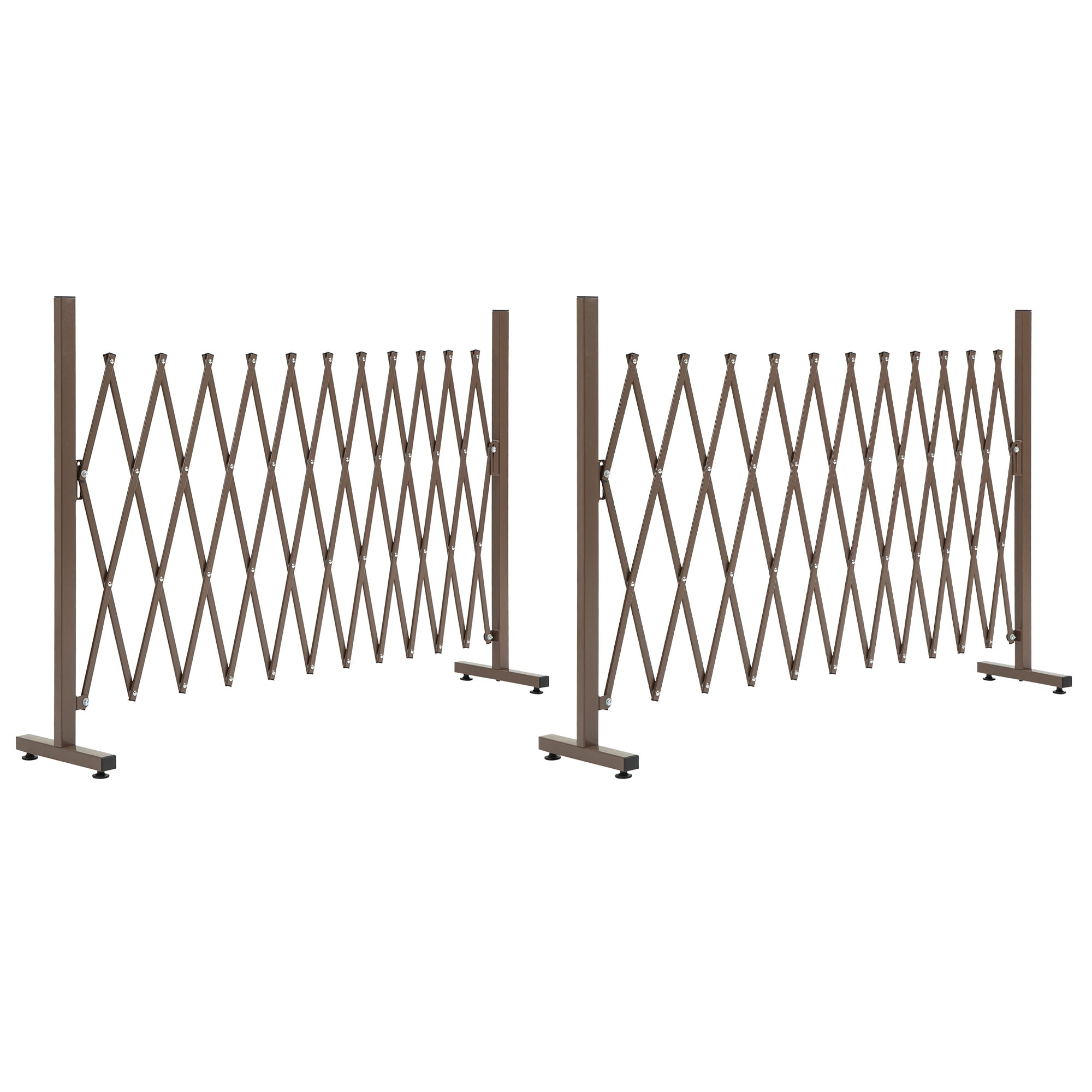 Outsunny Set of 2 Expanding Garden Fencc, Aluminium Freestanding Foldable Picket Fence, 300cmx103.5 cm, Dark Brown