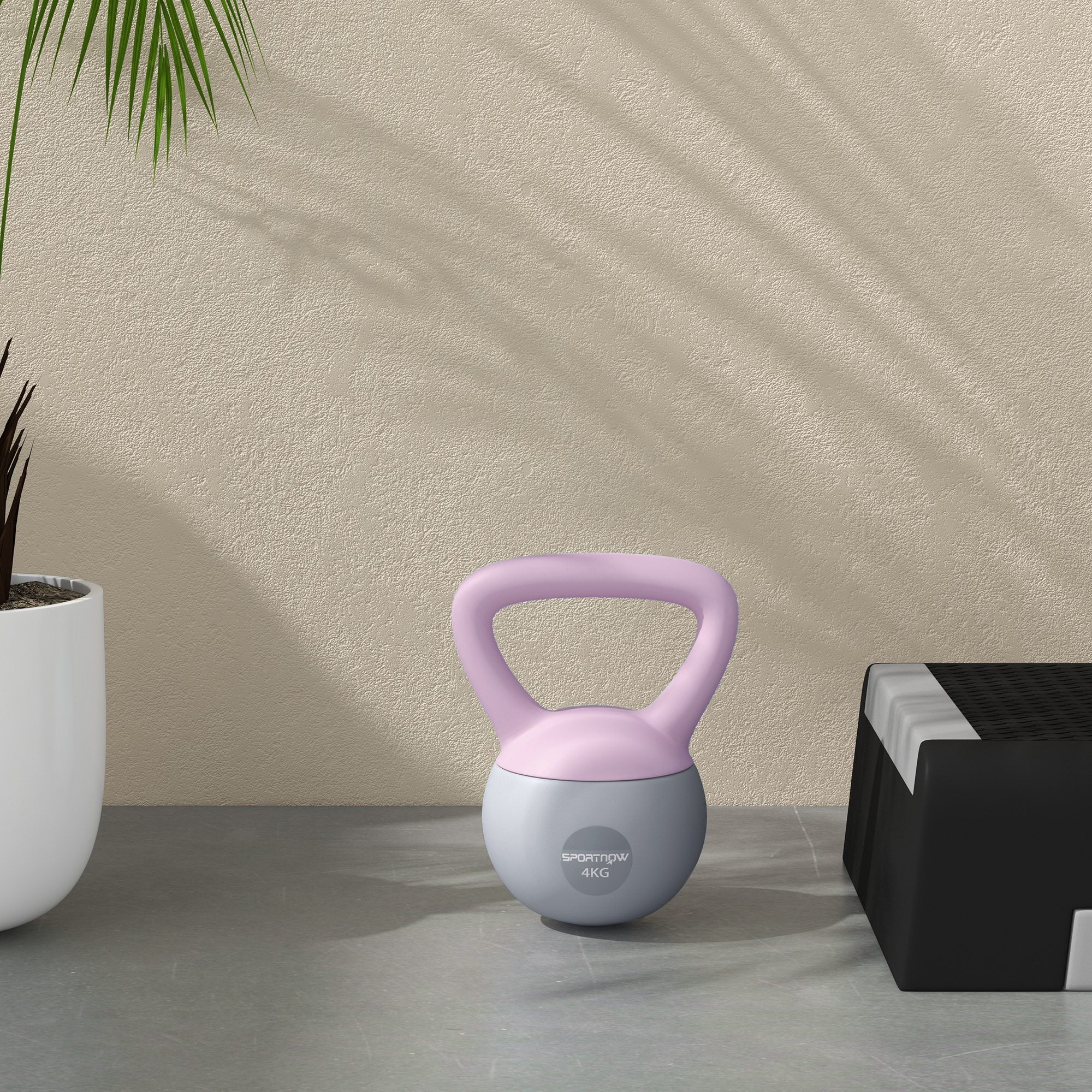 SPORTNOW 4KG Soft Kettlebell, Kettle Bell with Non-Slip Handle for Home Gym, Weight Lifting, Strength Training, Purple/Grey