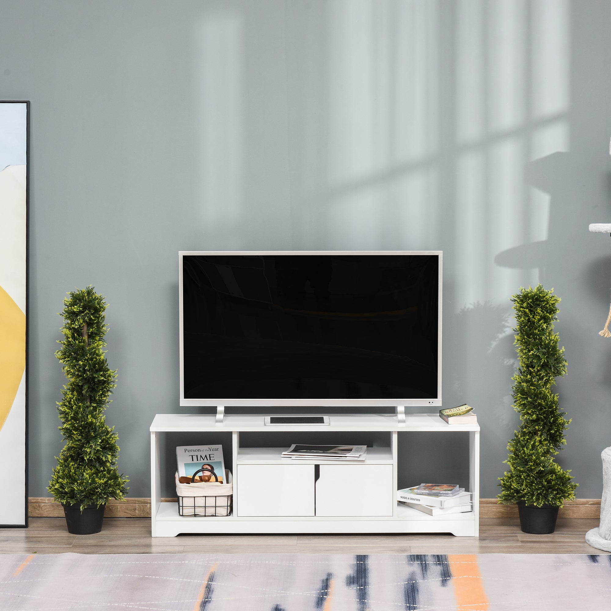 Outsunny 90cm/3FT Artificial Trees, Spiral Topiary Trees w/ Pot Set Of 2, Fake Indoor Greenery Plant Home Office Garden Decor Green