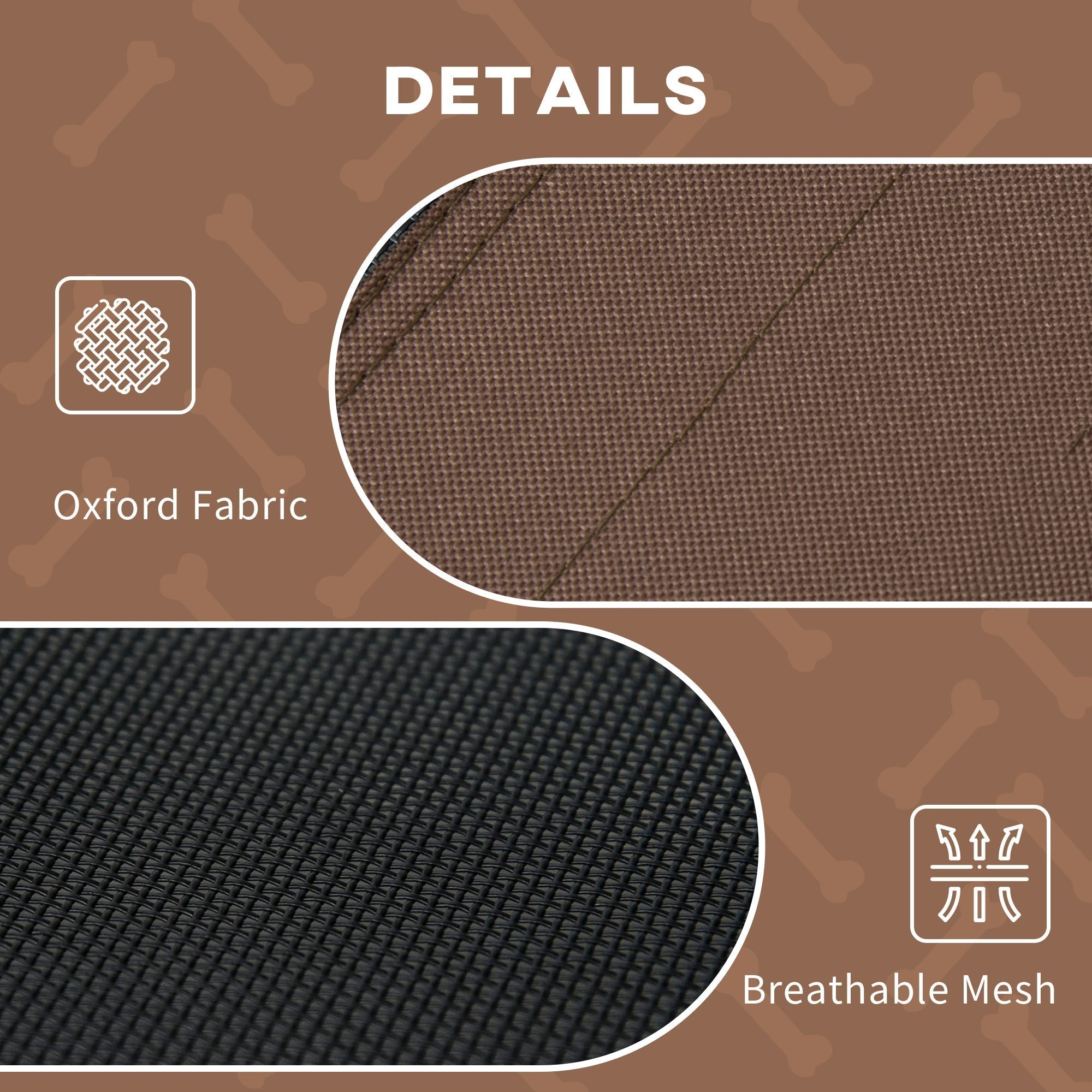 PawHut Raised Dog Bed Waterproof Elevated Pet Cot with Breathable Mesh UV Protection Canopy Brown, for Medium Dogs, 76 x 61 x 73cm
