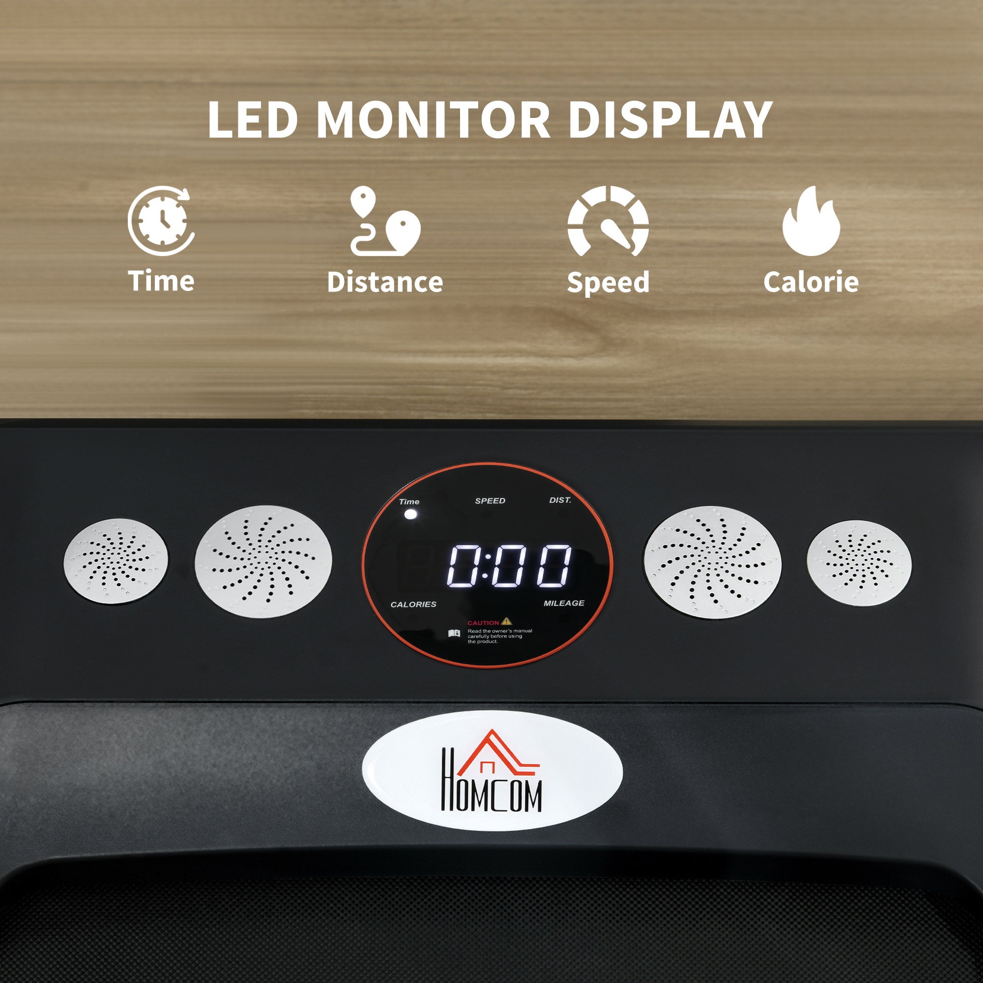 HOMCOM Foldable Walking Treadmill, with LED Display and Wheels, for Home, Office, Gym, Blue